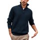 thumbnail image 3 of Mens Long Sleeve Stand-Up High Collar Shirt Slim Fit Knit Zip T Shirt Tops Tee, 3 of 8