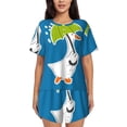 thumbnail image 1 of Fotbe Goose Holding an Umbrella Conjunto de Pijama Estampado para Mujer, 2 Piezas, Ropa de Dormir con Camiseta de Manga Corta y Shorts Suaves-Large, 1 of 6