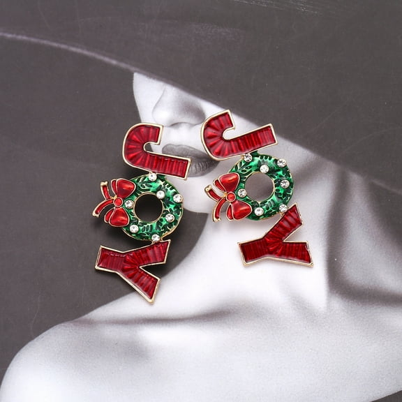 European American Christmas Bow Brooch JOY Oil Drop Brooch