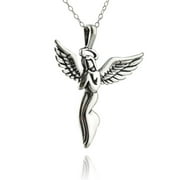 FASHIONJUNKIE4LIFE Sterling Silver Guardian Angel Pendant Necklace, 18" Chain