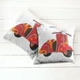 thumbnail image 2 of Ambesonne Vintage Throw Pillow Cover 2 Pack, Hippie Urban Scooter, 16", Red Orange, 2 of 6