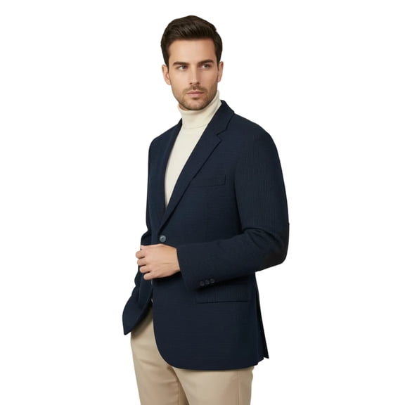 Men's Zacchi Sport Coat Patch Elbow Chenille Velveteen Bryan Navy 74521