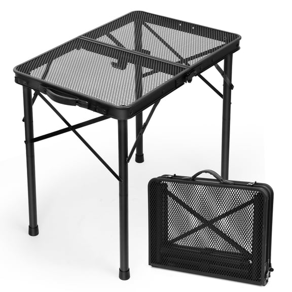 Black Small 2Ft - 23.6"L x 15.8"W x 10.6"/22"H Camping Table