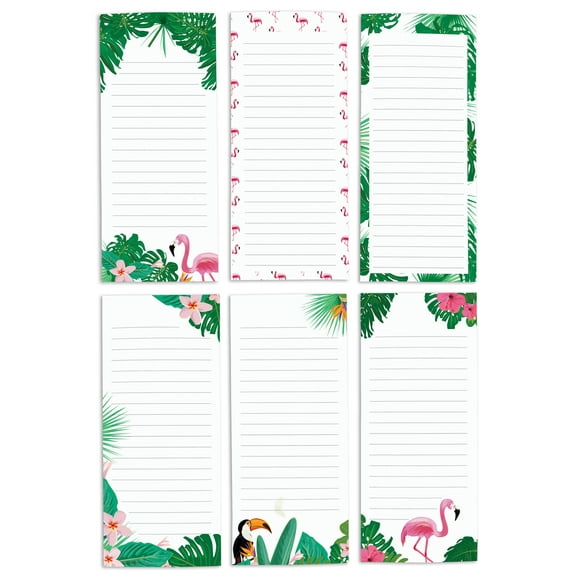 Inkdotpot Pack of 6 Funny Magnetic Dry Erase List For Fridge, Wipe Clean w/ NoStain, Quick Notes Shopping & Grocery List Whiteboard for Fridge, 8.75" x 3.8"(Tropical)