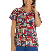 Girl Power Women's Printed V-Neck Scrub Top