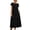 Black, variant on Women's Cotton Linen Blend Midi Dress, Short Sleeve Empire Waist Casual Sundress, A-Line Flowy Summer Gown with Pockets