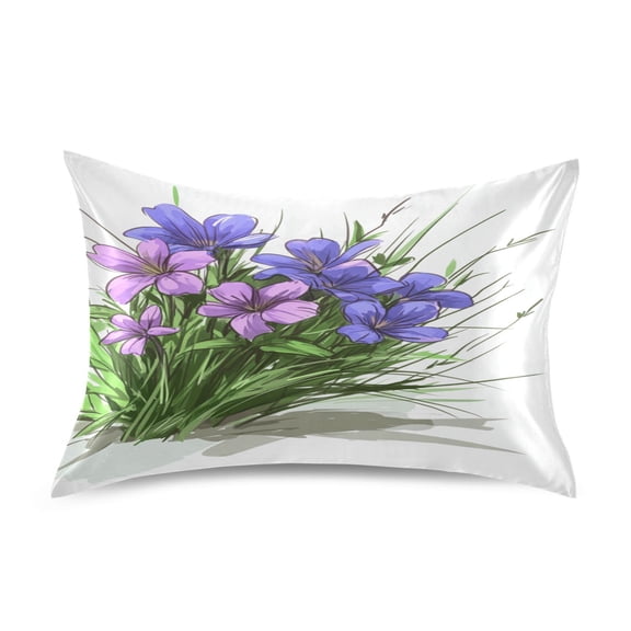 Wildflowers Satin Pillowcase 20''x26'' Double-Sided Print Soft Wrinkle Resistant