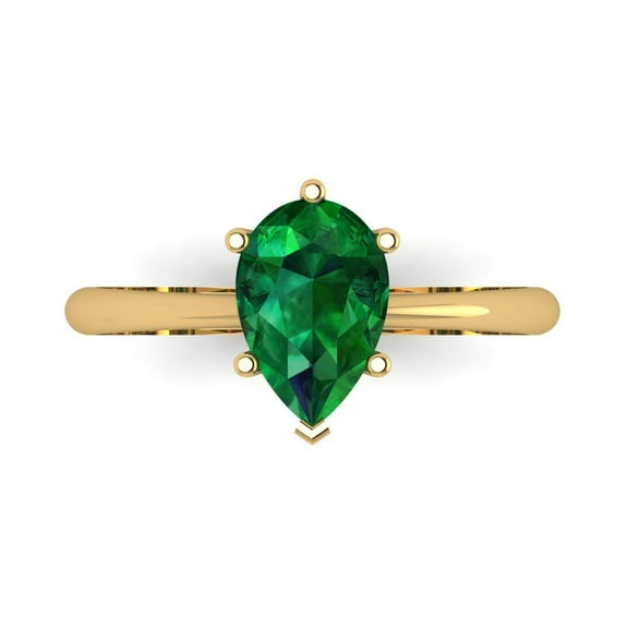 Solitaire Engagement Ring for Women - 1.5ct Simulated Emerald in 14K Yellow Gold Promise Ring