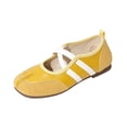 thumbnail image 2 of Dweltoz Women's Split Toe Ballet Flats Two Tone Crisscross Strap Mary Jane Sneakers Slip On Ballerina Casual Walking Shoes,Yellow 8.5, 2 of 7