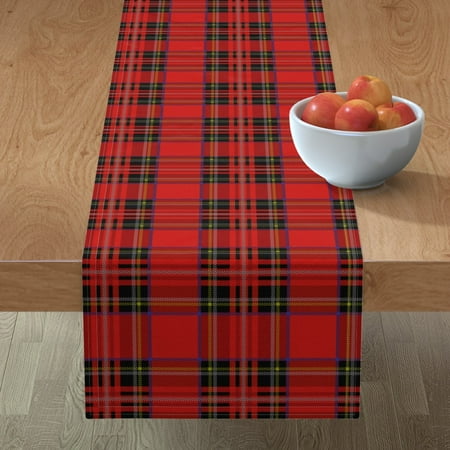 

Cotton Sateen Table Runner 108 - Plaid Tartan Red Christmas Scotland Scottish Traditional Winter Print Custom Table Linens by Spoonflower