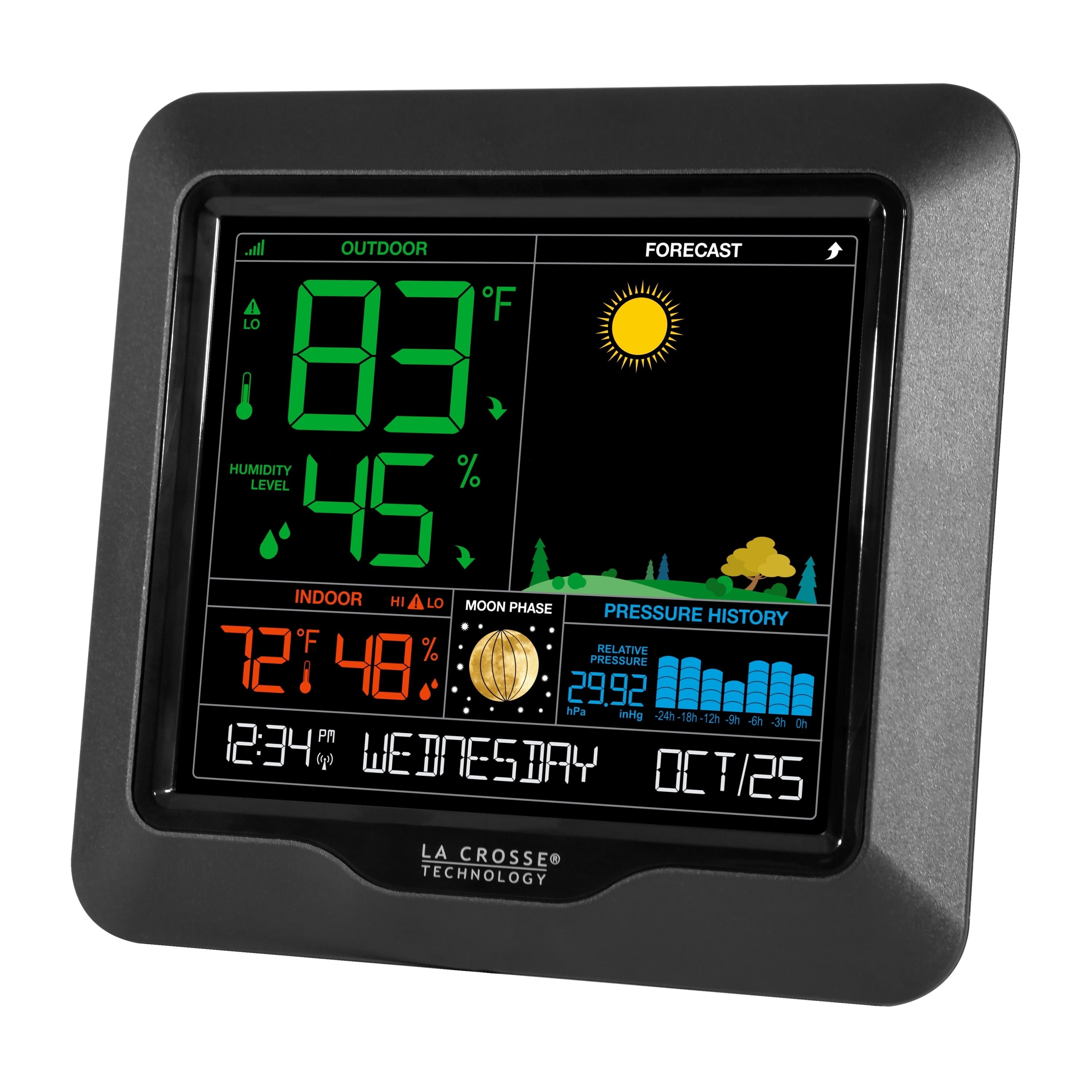La Crosse Technology Color Forecast Station S84107-INT - Backlit Weather Station - Black — Residential Use, Standard Application