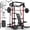Power Cage/Red-Home Package/(10+15+25)x2LB, variant on Mikolo Power Cage, Squat Rack With Dual Pulley Cable Crossover System, Multifunction Free Weight Home Package Workout Machine and (10+25)x2lb Weight Plates