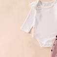 thumbnail image 6 of Erwazi Newborn Infant Girl Outfit Sets Rib Knit Bodysuit Heart Print Pants Headband Baby Clothes for Girls 0 3 6 12 Months, 6 of 8