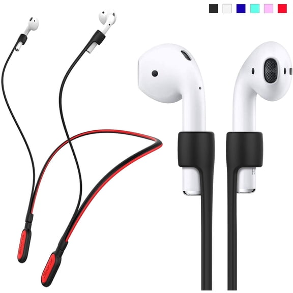 HALLEAST for Airpods Strap, Silicone Anti-Lost Strap Sports Neckband for Airpods Pro 2nd / Airpods Pro 1st / Airpods 3, 2, 1, Black with Red