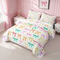 thumbnail image 3 of Erosebridal Pale Satin Bow Ribbon Twin Quilt Set for Girls, Romantic Floral Print Twin Coverlet Set, 2pcs 1 Bedspread and 1 Pillowcase, 3 of 7