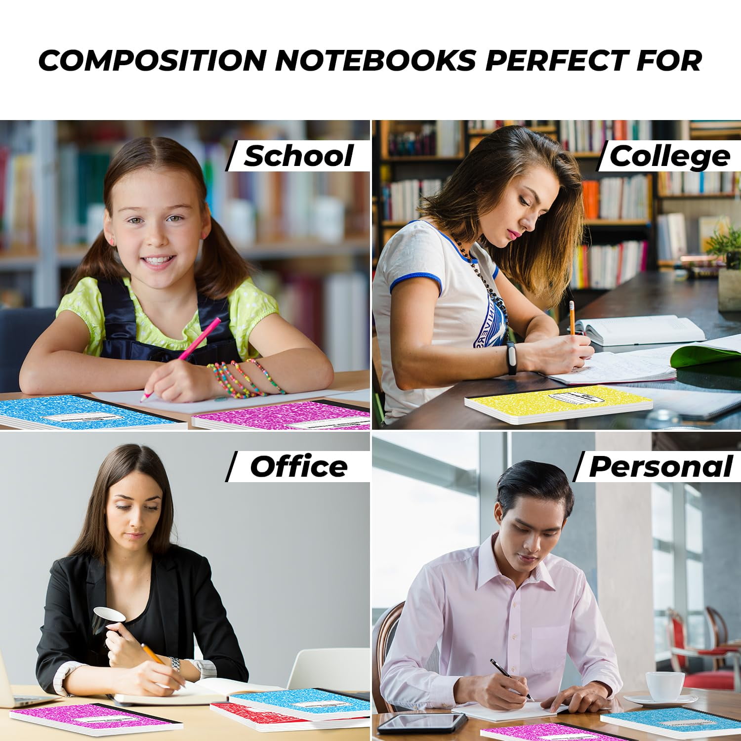 Rosmonde Composition Notebooks Bulk Pallet, 2000 Pack, Wide Ruled, 200 Pages (100 Sheets), 9.75 x 7.5 in, Marble Cover, Full Pallet, Bulk Notebooks for School & Office, 4–7 Day Transit