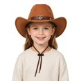thumbnail image 2 of OOOUM Girls Felt Cowboy Hat Heart Band Lanyard Party Hat Kids Western Cowgirl Hat A, 2 of 4