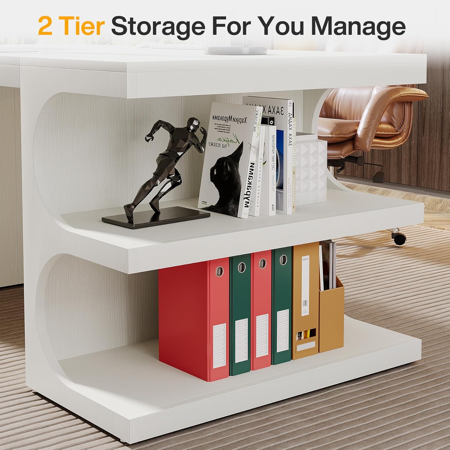 Tribesigns 63" Executive Office Desk, Computer Desk with Storage Shelves for Home Office