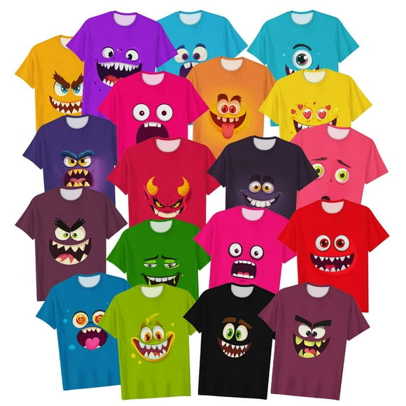 Feancey Funny T Shirts for Kids Boys Short Sleeve Round Neck Summer Tops Toddler Girls Cute Printed Graphic Tees Limited Time Sales Multicolor 110