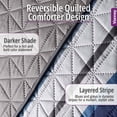 thumbnail image 5 of Vianney Queen Comforter, Novo Boston Bedding, Reversible Lightweight Quilted Blanket in Blue and Grey Striped Design with Solid Light Grey on Other Side, 91”x93”, 5 of 8