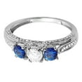 thumbnail image 2 of Dazzlingrock Collection 10K White Diamond & Blue Sapphire Ladies Vintage 3 Stone Engagement Ring, White Gold, Size 6, 2 of 3