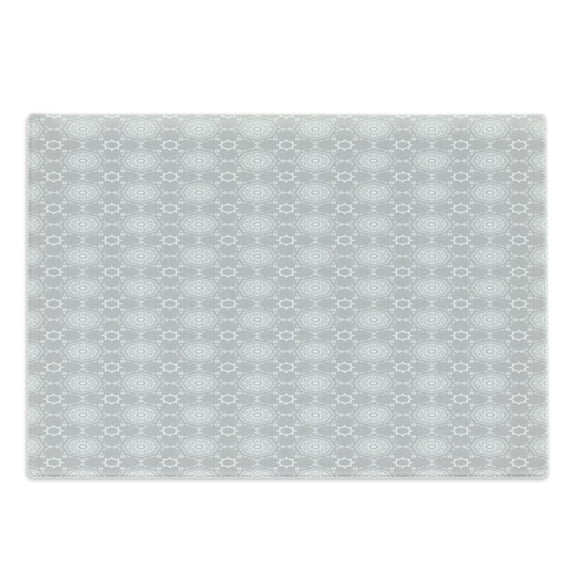 Oriental Cutting Board, Pattern with Vintage Starry Mandala Effect Motif Muted Tones, Decorative Tempered Glass Cutting and Serving Board, in 3 Sizes, by Ambesonne