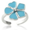 Women's CZ Sterling Silver Flower Toe Ring