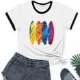 thumbnail image 3 of TEAJOPSUU Boys Girls Shirt with Short Sleeves Cute Contrast Trim Crew Neck Tops for Kids Tween Summer Comfy Rainbow Graghic Basic Blouse 3-15 Years B-Black, 3 of 4