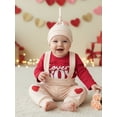 thumbnail image 5 of BemeyourBBs Newborn Baby Boys Valentines Day Outfits Lover Boy Letters Embroidery Long Sleeve Romper with Overalls Pants Set Cute Infant Spring Clothes, 5 of 9