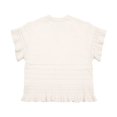 thumbnail image 4 of Women's Round Neck Short Sleeve Knitted Sweater Ruffled Hem Pullover with Openwork Pattern for Summer, 4 of 5