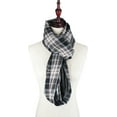 thumbnail image 4 of VIVIAN & VINCENT Soft Light Weight Plaid Check Tartan Sheer Infinity Scarf with 2 Sides Black, 4 of 5