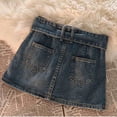thumbnail image 6 of Y2K Belt Denim Mini Skirt Women Vintage High Waist A Line Jeans Skirts Streetwear Harajuku Casual All Match Chic Skirt New, 6 of 6