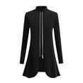 thumbnail image 7 of Full Zip Long Jacket for Women Fall Spring Winter Outwear No Hood Casual Mid-length Sweatshirt Coat with Pocket (M, Black), 7 of 7