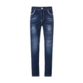 thumbnail image 2 of Jeans for Men with Embroidered Design Elastic Waist Jeans with Pockets Straight Leg Denim Baggy Comfy Outdoor Casual Work Casual Big & Tall Pants,Blue M, 2 of 6