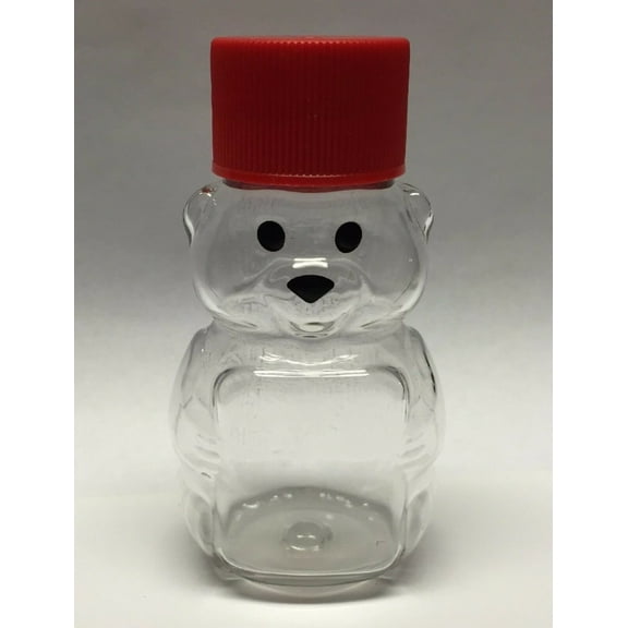 24 Pack Red 2 oz. Honey Bear Plastic Squeeze Bottle Jar Screw Cap Small Mini