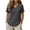 Gray, variant on Oiangi Cotton Linen T-shirts Women V Neck Cutout Tee Shirts Rolled Short Sleeve Summer Tops Gray L