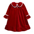thumbnail image 3 of Godderr 3M-11Y Girls Princess Dress Pajamas,Baby Kids Fall Winter Dress Sleepwear,Toddler Long Sleeve Gold Velvet Party Dress Casual Dress Loungewear, 3 of 6