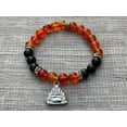 thumbnail image 6 of Red Agate & Black Onyx with Happy Buddha Crystal Bead Bracelet 8mm, Wholesale Genuine Red Agate & Black Onyx Stretch Gemstone Bracelet, Gift for Men & Women (3), 6 of 9