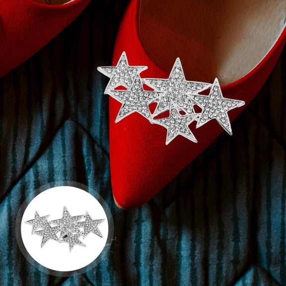 Worgeous 1 Pair Sequined Shoe Flowers Star Shaped Bridal Shoe Buckles Clips Women Sneakers Jewelry Rhinestone Wedding Accessories for DIY Craft
