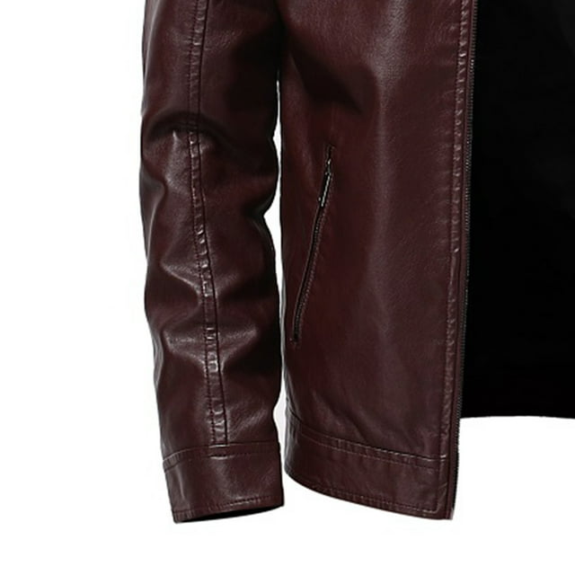 CEHVOM Veste en Cuir pour Homme Doublée en Molleton, Veste de Moto, Veste en Cuir Chaude