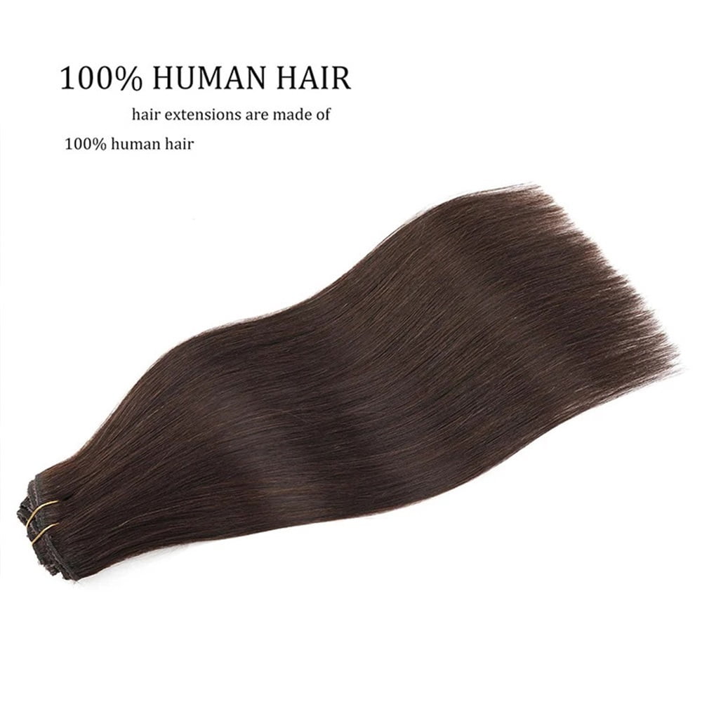 Human Hair Clip In Extensions 120g 8pcs #2 Dark Brown Double Weft Human Hair Clip In