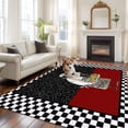 thumbnail image 2 of Rectangle Area Rugs 5 x 8 Ft, Red Black Chef Non-Slip Residential Carpet, Cartoon Cute Watercolor Cooking Plaid Indoor Crawling Mats Runner Rugs for Living Room/Dining Room/Bedroom, 2 of 8