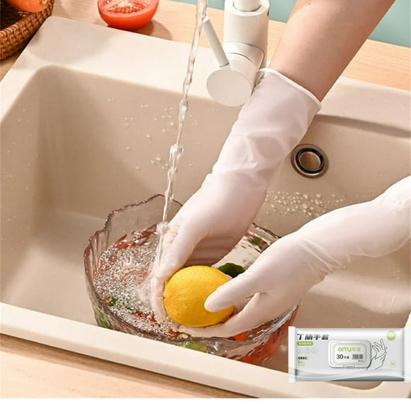 Guantes desechables de nitrilo para limpieza de cocinas - de grado alimentario, pack de 30, alta elasticidad y resistentes a productos químicos, tamaños S/M/L