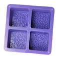 thumbnail image 2 of Molde de silicona para jabón de 4 cavidades, molde cuadrado para hornear Fondant con patrón de flores + moldes de silicona para jabón, moldes antiadhe Zulema none, 2 of 8