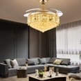 thumbnail image 4 of Modern 42" Crystal LED Invisible Ceiling Fan Chandelier Lamp Light Led Lighting W/Remote Gold for 8-25㎡, Living Room, Ding Room, Bedroom, 4 of 15