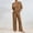 Khaki women's 2 piece lounge set a1, variant on Women's V Neck Long Sleeve Sweater Wide Leg Pants 2 Piece Set Casual Solid Basic Matching Lounge Outfits For Fall Winter Work Travel, Brown 2XL