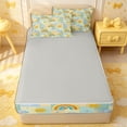 thumbnail image 4 of Erosebridal Nursery Cartoon Rainbow Zipper Full Size Comforter Sets with Fitted Sheet and 2 Pillowcases,Smiling Sun Cloud Moon Zipper Bedding Set,Yellow Blue White,4pcs,Grey Reversible, 4 of 6