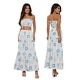 thumbnail image 3 of LMLYSoH Women's 2 Piece Skirt Outfits Off Shoulder Pattern Print Bandeau Long Flowy Skirt Set, 3 of 9