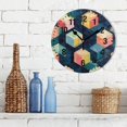 thumbnail image 3 of Yayeee 10" Wall Clock Battery Operated Quartz Round Silent Non-Ticking Home Decor, Blue Cubes, 3 of 6