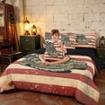thumbnail image 3 of Manfei Retro Soldier Boots King Bedding, Distressed US Flag King Bed in a Bag, Red White Blue, Black Reversible 7pcs, 3 of 6